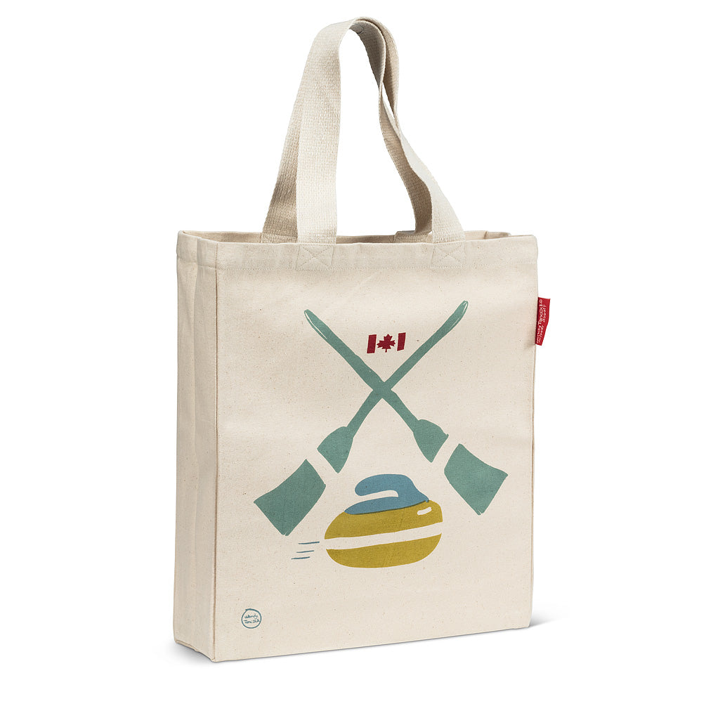 Curling Rocks & Broom Tote Bag