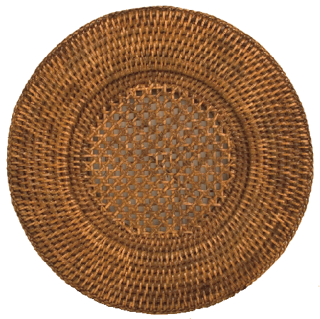 Rattan Round Plate Charger in Dark Natural