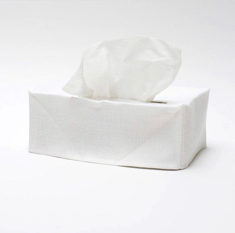 Linen white Tissue Box Cover